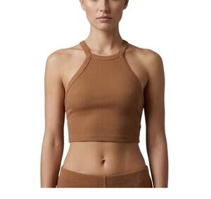 Talentless Rib Halter Tank Women's Brown Modal Crop Form Fitting Size XS NWOT